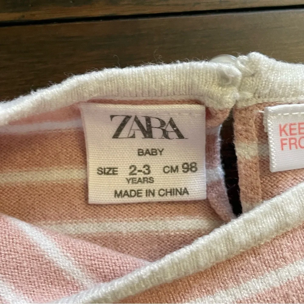 Zara Girl's Pink Stripe Long Sleeve Top